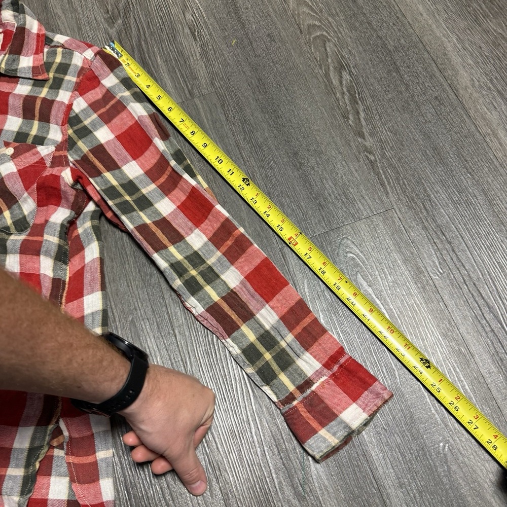 RL Denim & Supply red plaid flannel button down Ralph Lauren Large M Long sleeve - Picture 5 of 5